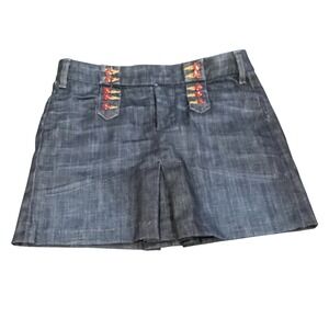 Citizens of Humanity Cadet 380 Denim Mini Skirt Dark Wash Red Button Detail 26